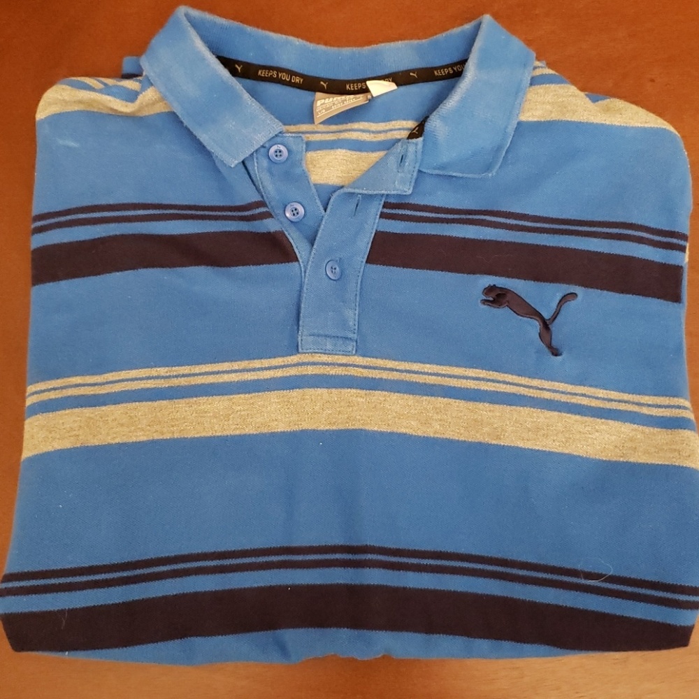 Blue striped Puma Golf Polo